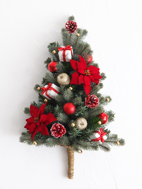 壁掛けクリスマスツリー*ポインセチア｜Fla-co（フラコ