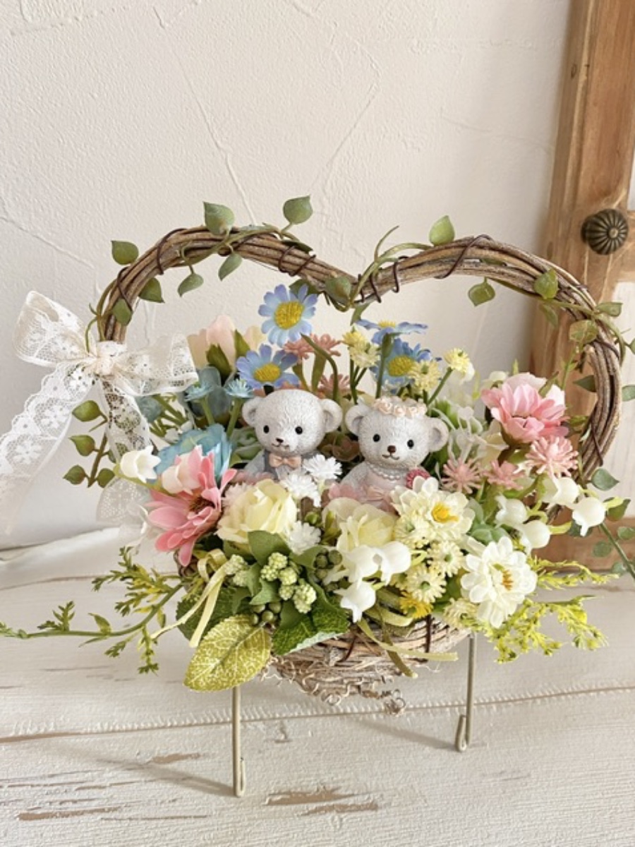 ハートバスケットのアレンジ〜Happy Wedding ‪‪〜｜Fla-co（フラコ‬‬  