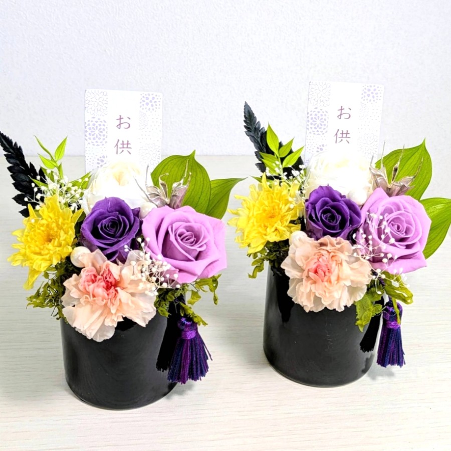 プリザーブドフラワー仏花 お供え クリアケース入｜Fla-co