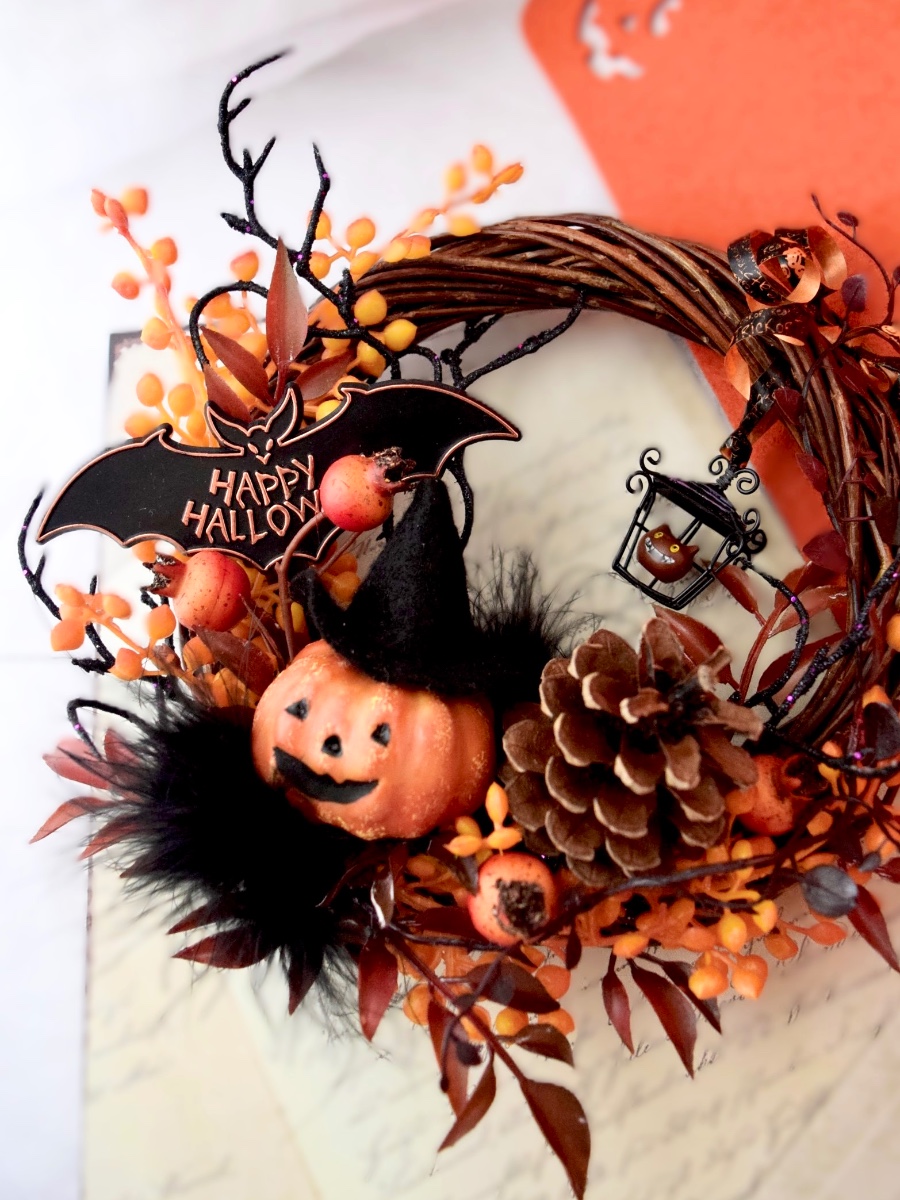 happy Halloweenアレンジリース❣️もこ❣️２つセット❣️ happy Halloweenアレンジリース❣️もこ❣️2つセット