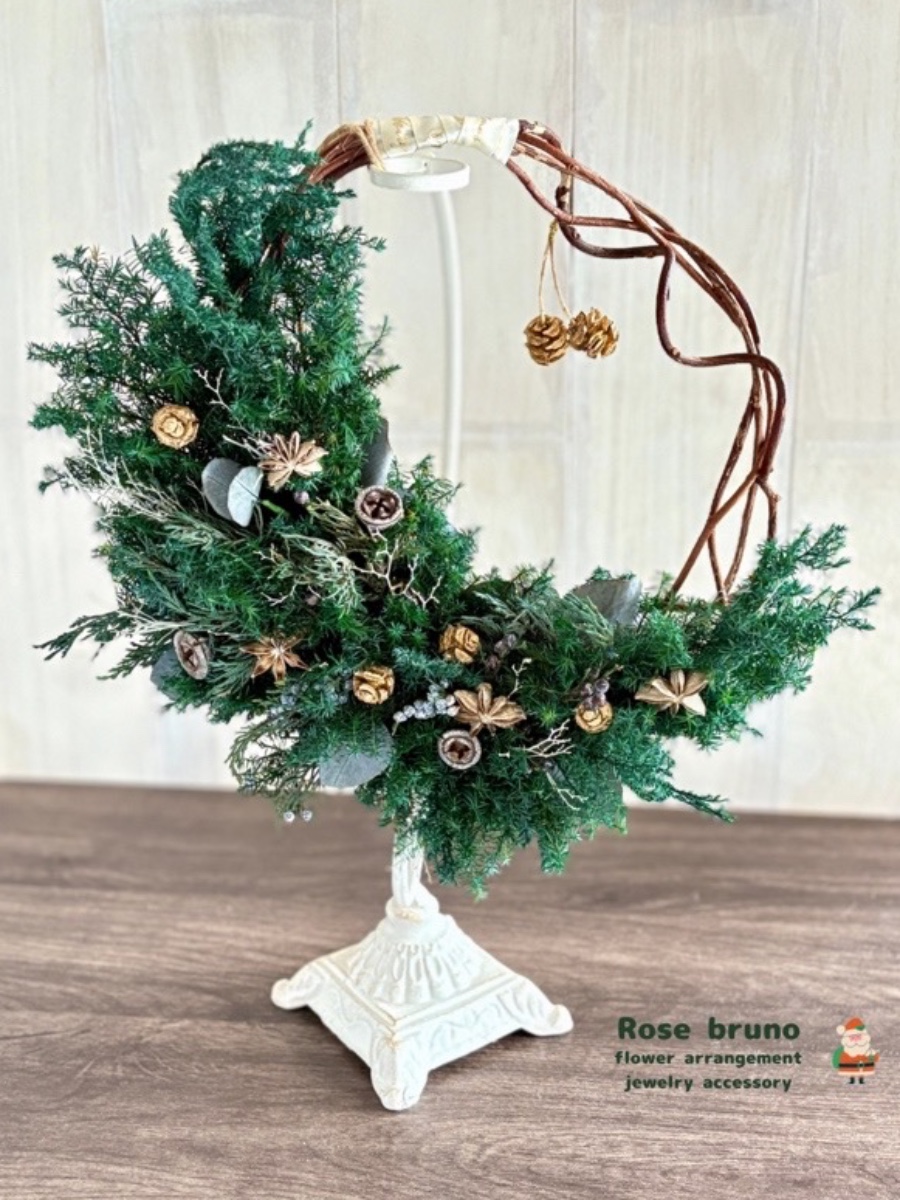 大人の　クリスマスリース　ドライフラワー 優しく香る♡大人クリスマスリース〜プリザーブド・ドライ