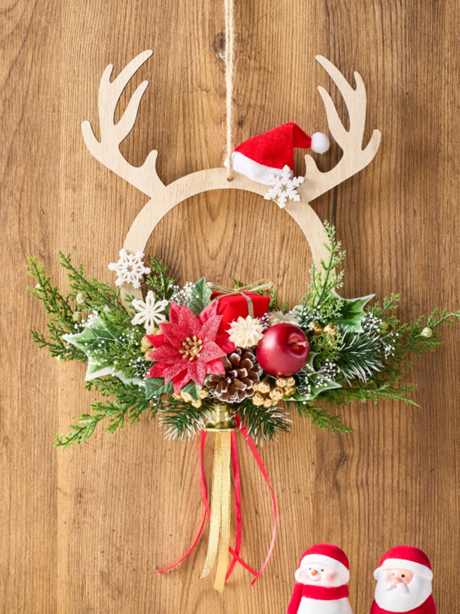 クリスマス☆リース☆トナカイ(スティック) トナカイサンタリース｜Fla-co（フラコ） - フラワーアレンジ作品投稿