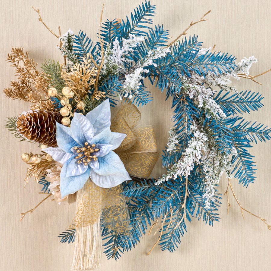 ブルーファンタジアと花々のクリスマスリース ブルーファンタジアと花々のクリスマスリース