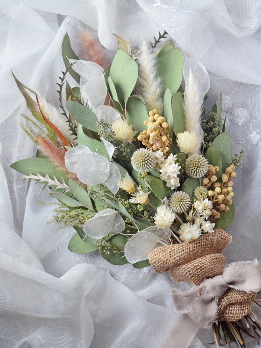 Natural＊グリーンとホワイトスワッグ♡ドライフラワースワッグ