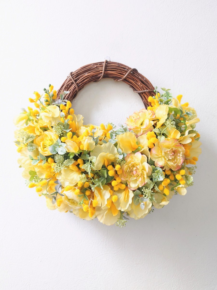 ミモザとスイトピーの陽だまりリース｜Fla-co（フラコ） - フラワー