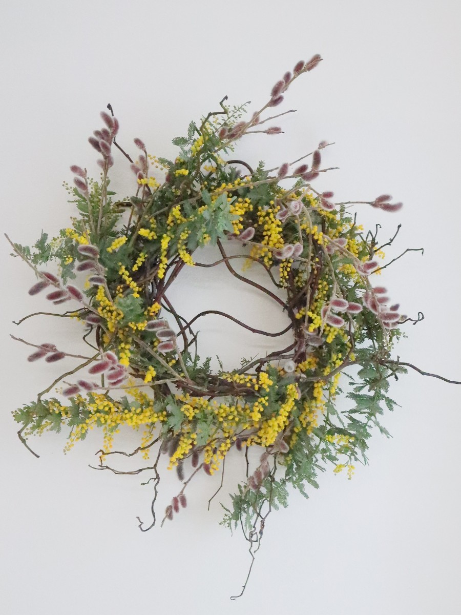 ミモザと猫柳のリース｜Fla-co（フラコ） - フラワーアレンジ作品投稿