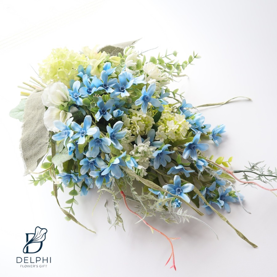 ブルースターと小花の爽やかスワッグA