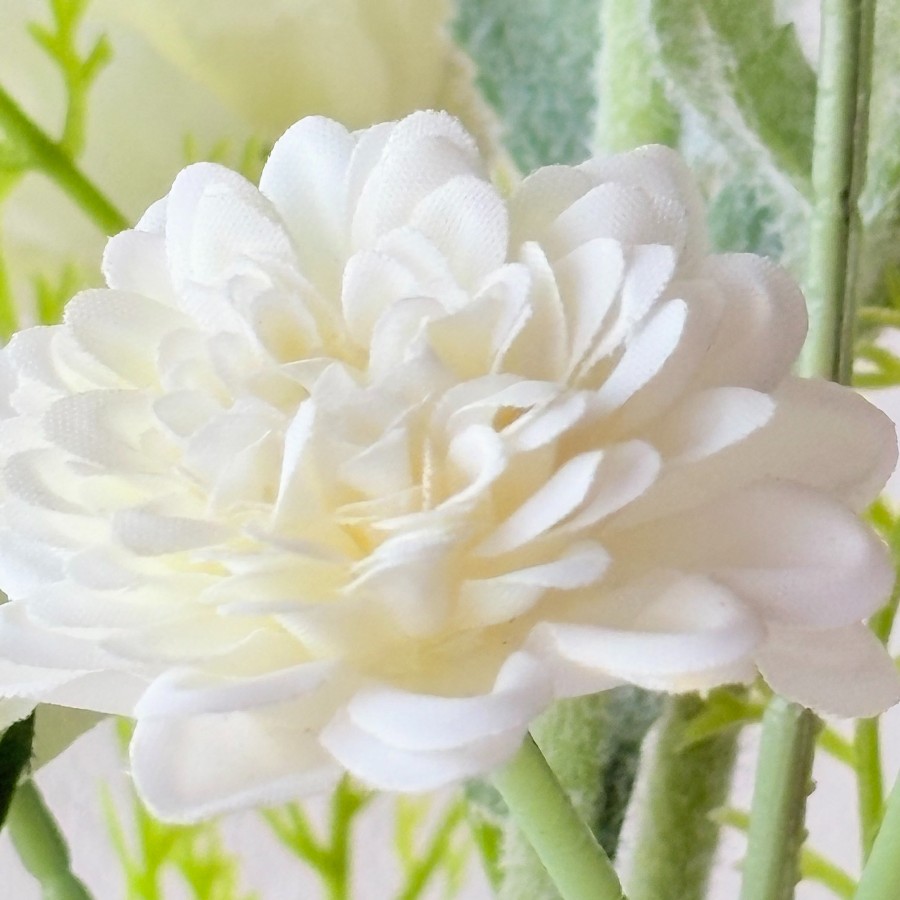 白いポピーとミニダリアのモダン仏花｜清らかな供花アレンジ｜枯れないお供え花