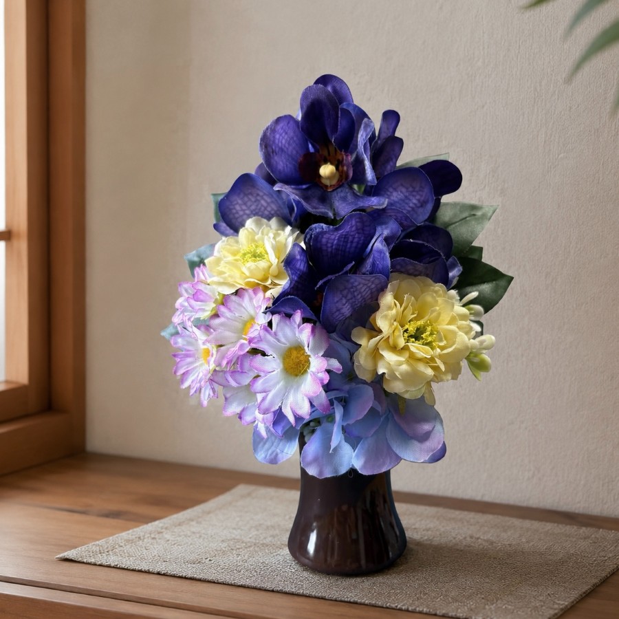 紫オーキッドと小菊の仏花 〜想いをやさしく彩る供花〜｜Fla-co