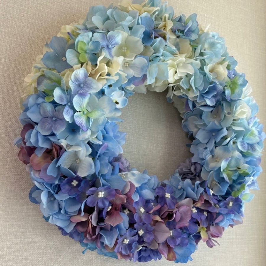 紫陽花のグラデーションリース