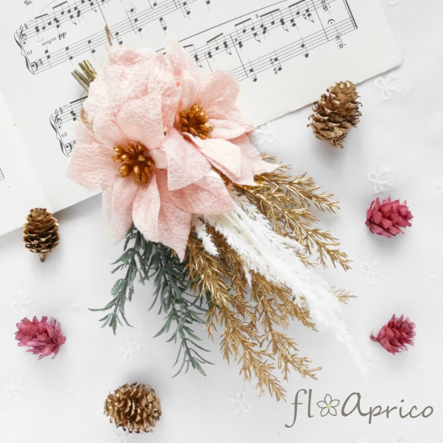 ピンクポインセチアのクリスマスミニスワッグ