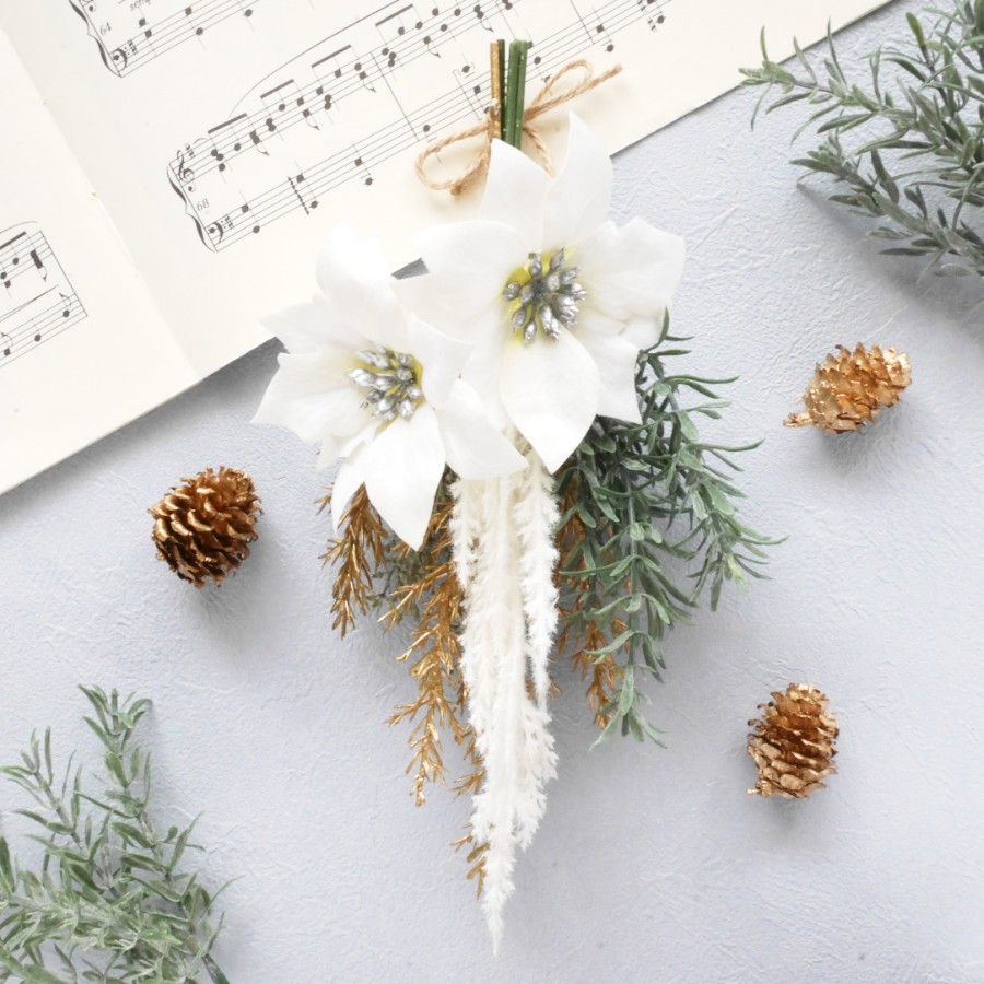 ホワイトクリスマス❆ミニポインセチアのスワッグ