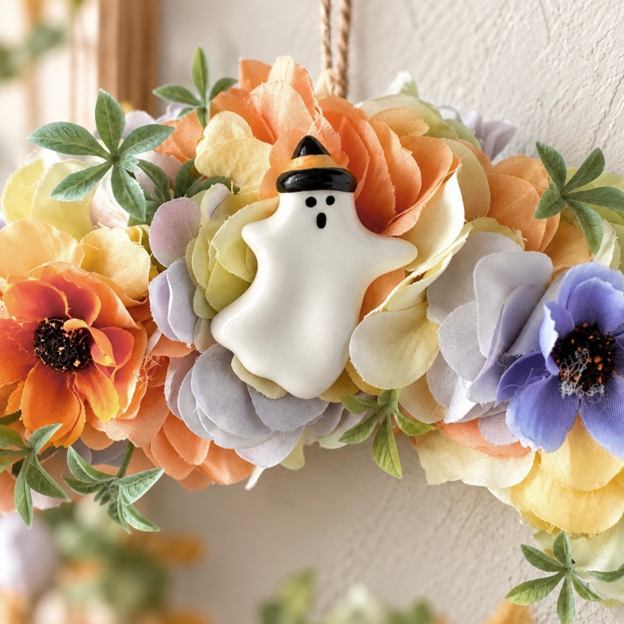 一点もの｜大人かわいいハロウィンリース｜秋色コスモスと紫陽花の玄関