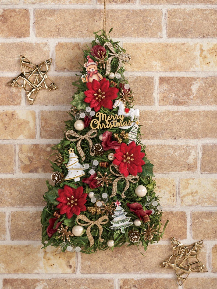 トウモロコシの皮で作るエコなツリー型クリスマスベース