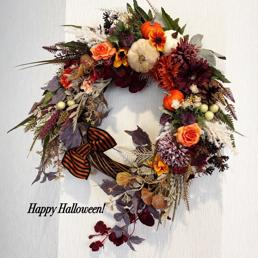 オータム＆ハロウィンリース　ナチュラルでシックな装いを