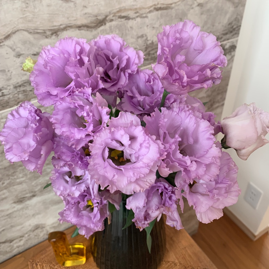 華やか 大ぶりのトルコ桔梗は華やかですね。花びらもふわふわして柔らかい印象です。 OKYO