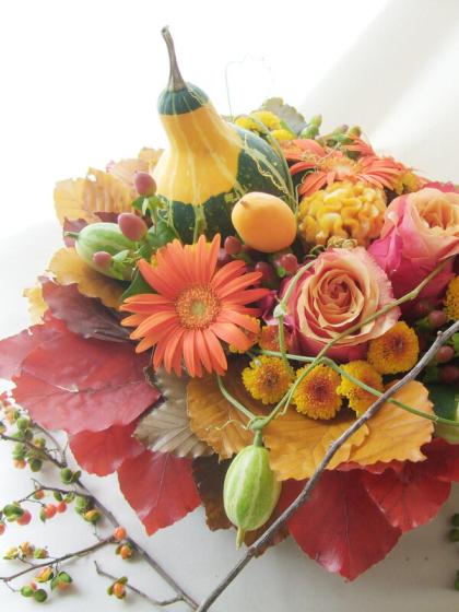 記念日の贈り物に☆初夏の爽やかさ☆オレンジガーベラのバスケット 記念日の贈り物に☆初夏の爽やかさ☆オレンジガーベラのバスケット