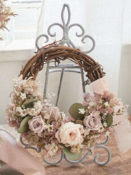 No131  ちょっぴりお姉さんの大人可愛いフラワーリース✲*゜ 花摘みリース（プリザ＆ドライフラワー） リース chloe misaki 通販