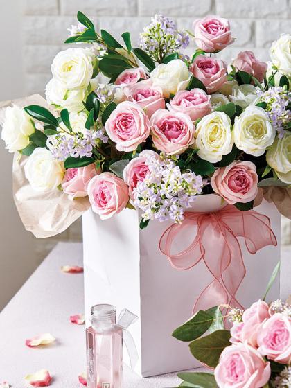 即日☆【造花】MAGIQ東京堂/ルシアローズブッシュ #2 PINK