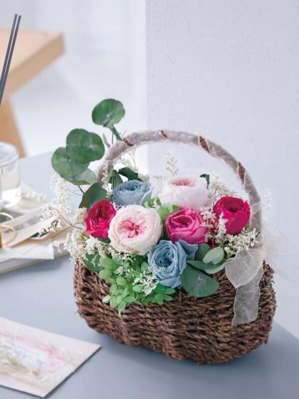 プリザーブド】大地農園/ローズ・てまり・ミルフィーユ 8輪 シャンパン