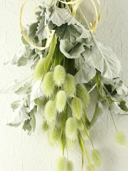 生花】ふわふわラグラスのスワッグ /はなどんやキット 【早締切】 - 花