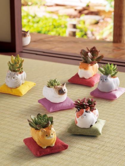 特価◎GREENHOUSE/リトルレジンポット くつろぎねこ/4892 - 花材通販は