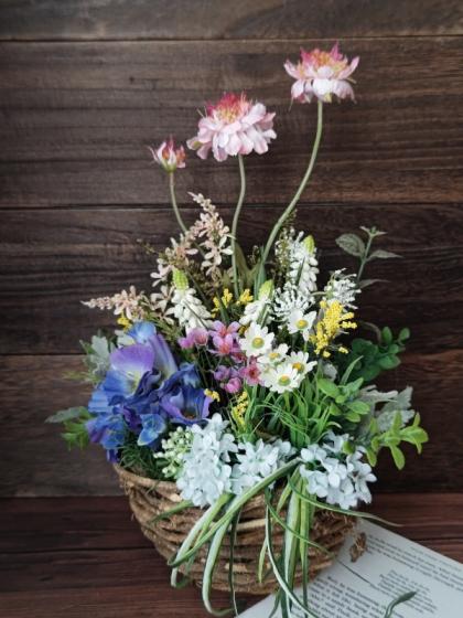 木製看板 木製 花籠 バスケット 籠 バーボラミラー 彫刻 壁掛け 果物