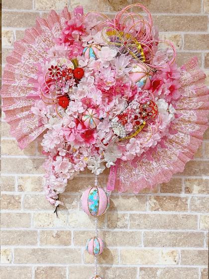 即日☆ちりめん花玉8cm ピンク/花柄/ZE000013-002 - 花材通販は