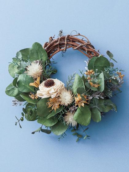 即日☆大地農園/サンキライヒゲ付リース 15cm 1個 N/70231-000 - 花材