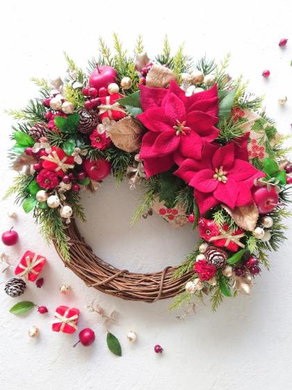 即日☆【造花】MAGIQ東京堂/ミニポインセチアブッシュ #3 RED