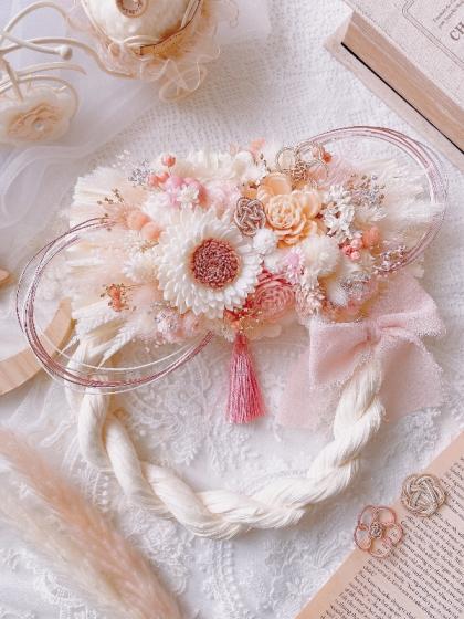 しめ縄リース　ピンク系　ダリア しめ縄リース ピンク系 ダリア