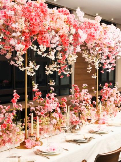 高級　綺麗なピンク色　桜のアートフラワー 造花　7本　約110cm 即日☆【造花】YDM/開花桜 ダークピンク/FS-7939D/P - 花材通販はなど