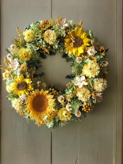 即日☆【プリザーブド】南原農園/ひまわり(サフランイエロー) M 3輪