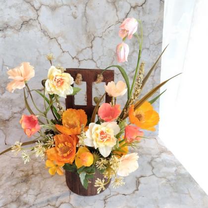 即日☆【造花】アスカ/ベルフラワー×13 つぼみ×3 フレームオレンジ/A