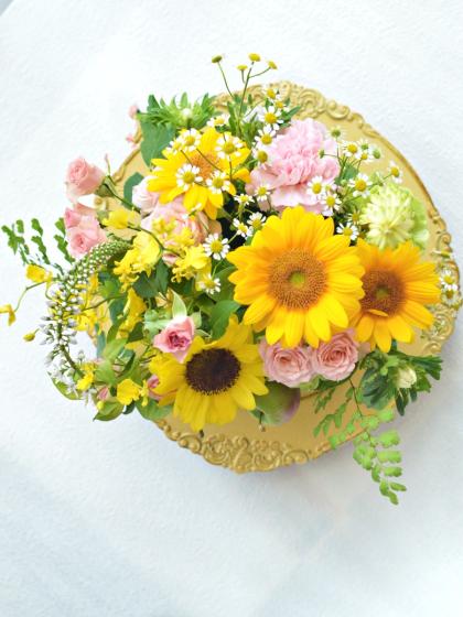 生花】プチひまわり(黄色) 花径約3-5cm 折原園芸 SRレモンなど