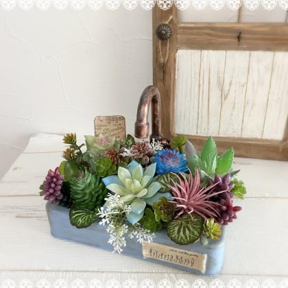 造花】アスカ/ユキノシタバイン ヴァリゲイトグリーン/A-43794-51V