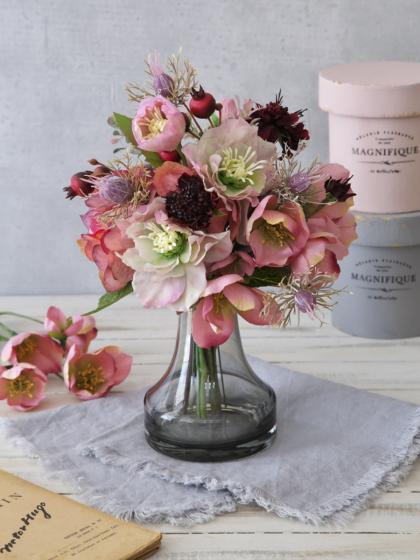 造花】アスカ/クリスマスローズ×3 ピンクグリーン/A-34587-3G - 花材