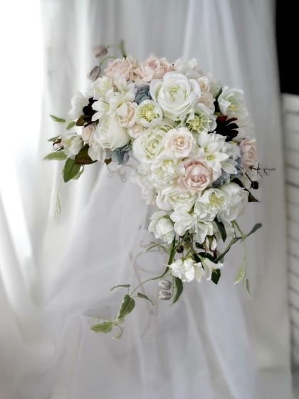 即日☆【造花】MAGIQ東京堂/ルシアローズブッシュ CREAM/FM001617-001