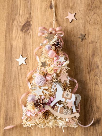 木製　大きな馬のオブジェ　希少品　クリスマスに！素敵！ 即日☆東京堂/木馬オーナメント BEIGE ベージュ/XO000983 - 花材通販は
