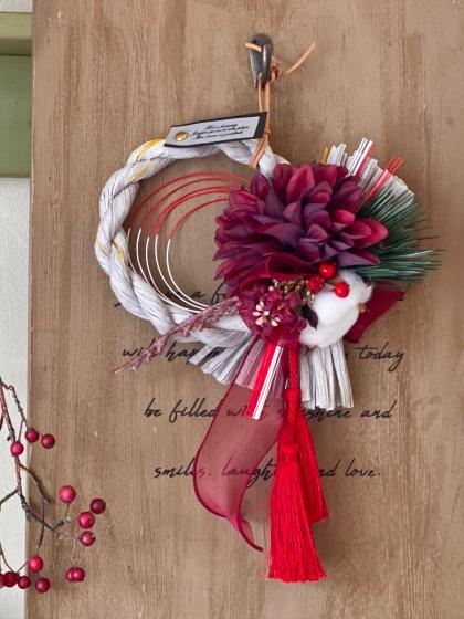 特価◎即日☆松村工芸/わらルックリース水引14 ライトグレー/ゴールド