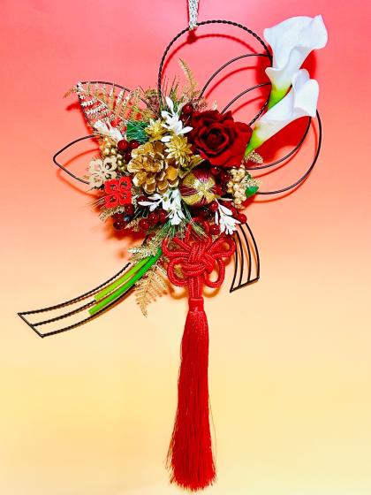 即日☆【造花】アスカ/ベルベットローズバンチ(1束3本) レッド/A-32278