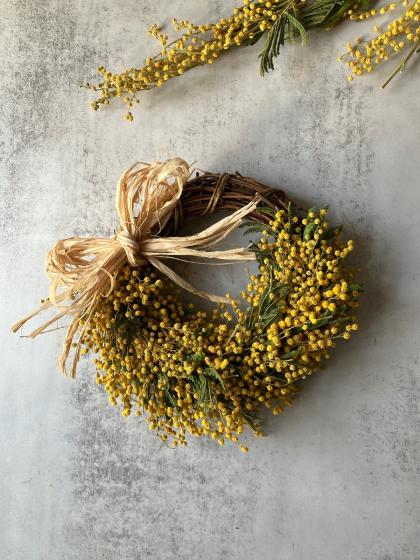 生花】ミモザのハーフリース ☆はなどんやキット - 花材通販はなどんや