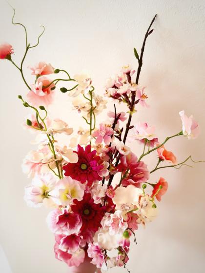 即日☆【造花】アスカ/花桃×7 つぼみ×6 ツートンピンク/A-34772-3T