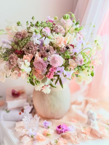 生花】JA福島さくら パンジー (ピンク系)シュシュ【FJ】 - 花材通販は