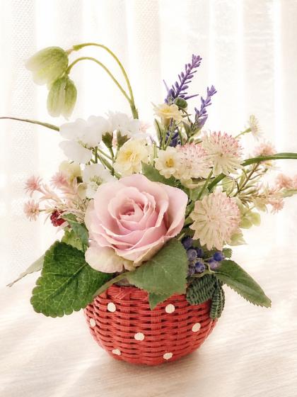 即日☆【造花】アスカ/ローズ ピンク/A-32985-003 - 花材通販はなどん
